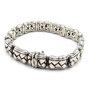 Scott Kay Sterling Silver 925 Basket Weave Design Panel Bracelet Unisex 7.25"